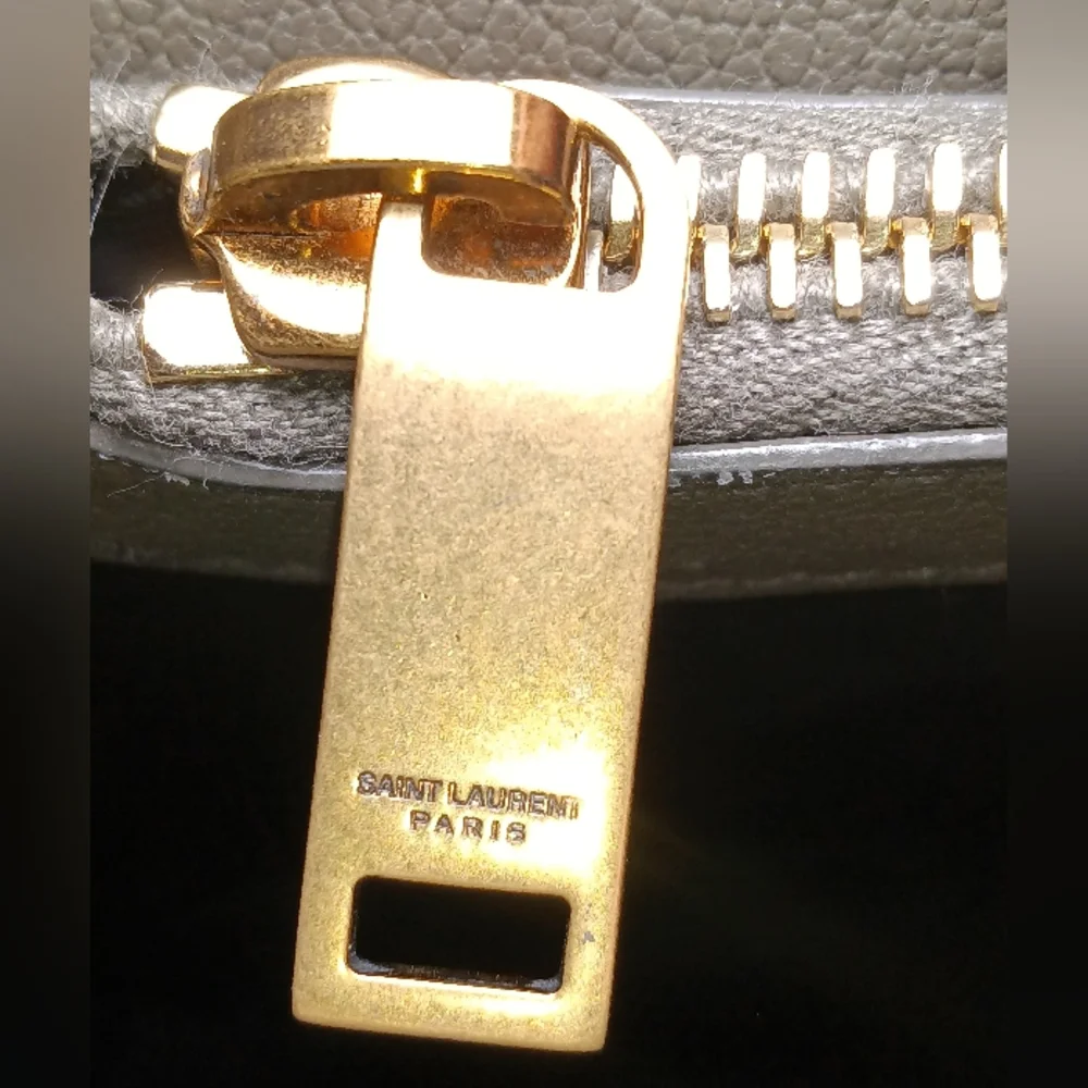 NEW SAINT LAURENT COLLEGE MEDIUM CHAIN BAG IN QUILTED LEATHER GREY GOLD - Picture 10 of 16